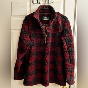 ALPINE SHERPA~Red and Black~Plaid Sherpa Pullover~LG